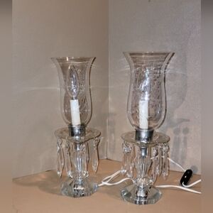 Vintage Elegant Crystal 14"  Table Lamps With Shades